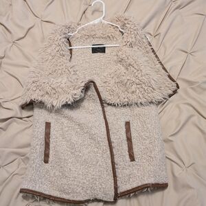 Love Tree Cream Teddy Jacket with Brown Accents